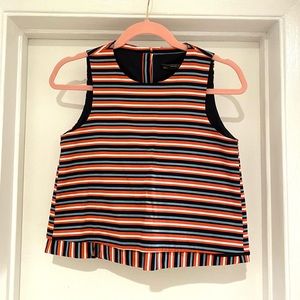 ZARA Size XS Stripped Cropped Sleeveless Crop Top w/ Button Up Opened Back